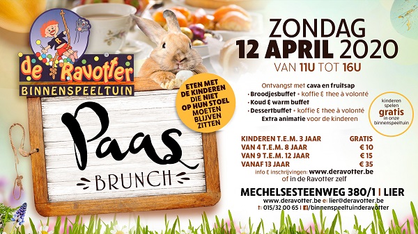 affiche van paasbrunch met een lief konijntje